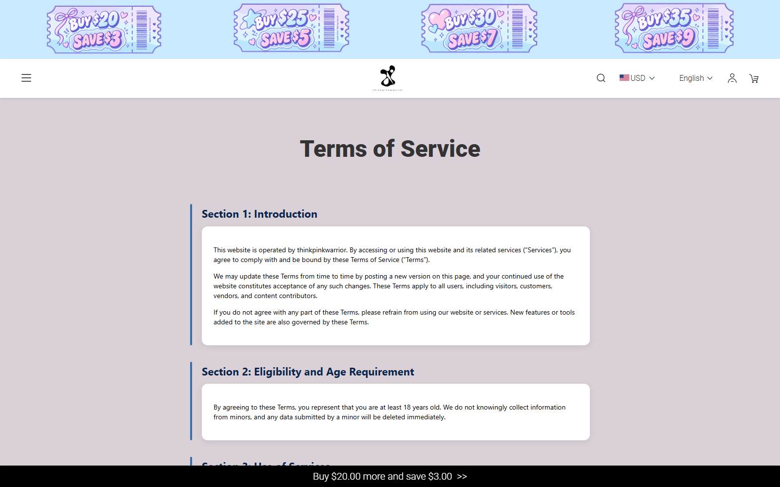 ThinkPinkWarrior Reviews: Store Risks Exposed 3 ThinkPinkWarrior terms naming CORK CODA INC and a California address