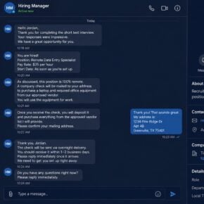 Reconstructed Tipping Points Technology job scam interview conducted entirely through chat
