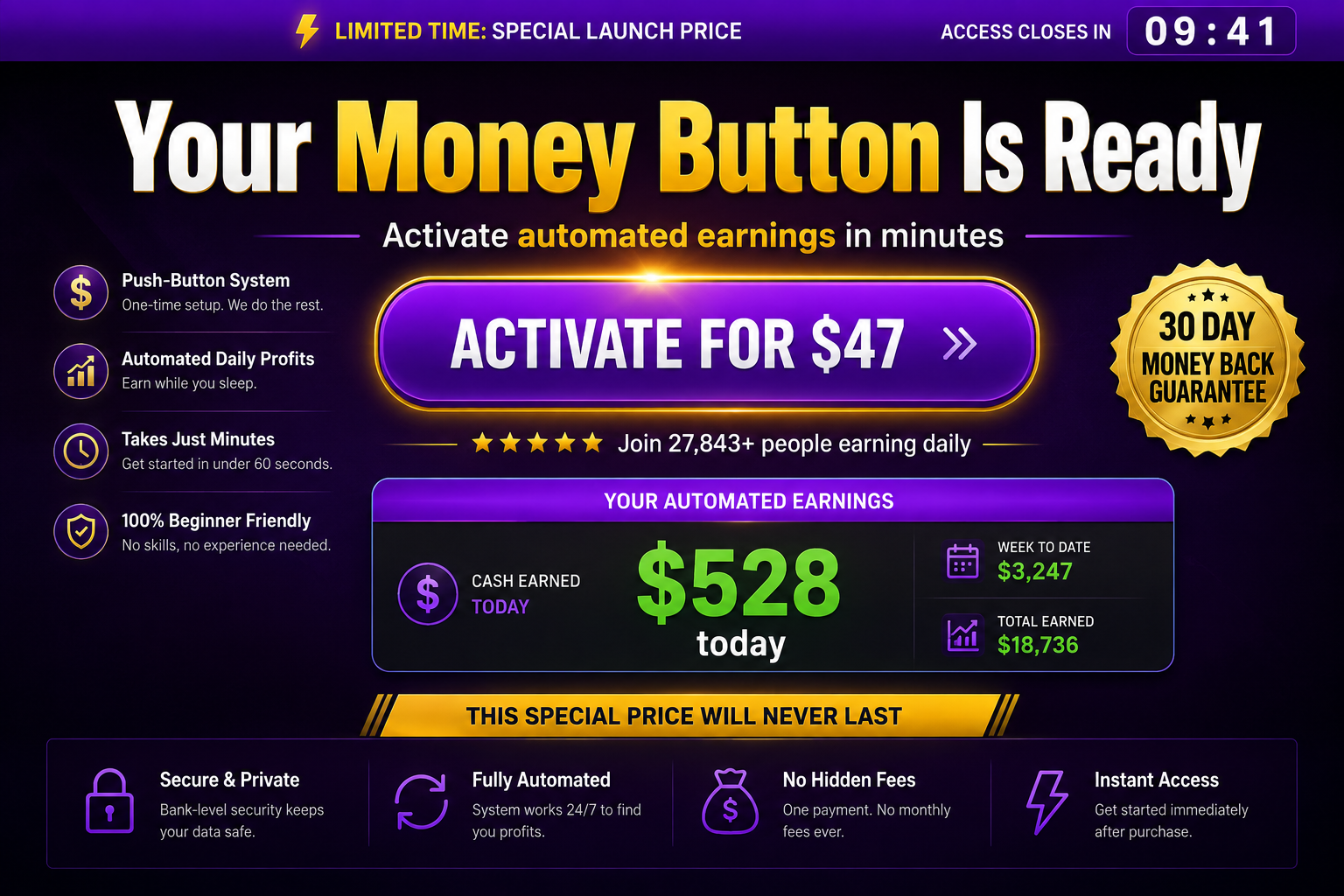 Unicorn MoneyButton Scam Exposed: Fake or Real? Full App Investigation 1 Unicorn MoneyButton sales page promising automated daily earnings