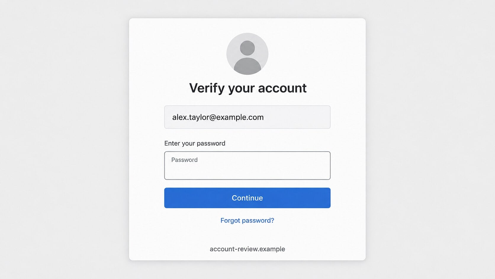 Adaptive phishing page with a prefilled email address and password field on an unrelated domain