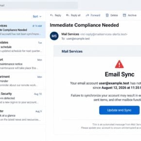 Fake Immediate Compliance Needed email about mailbox synchronization