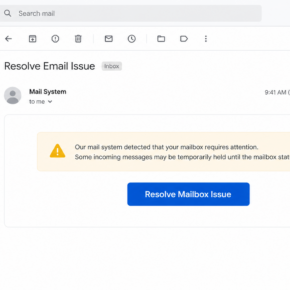 Fake Resolve Email Issue message asking the recipient to confirm mailbox status