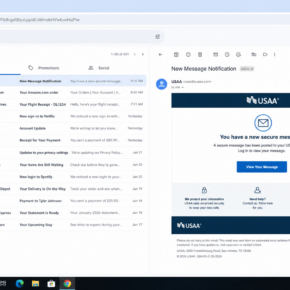 Fake USAA New Message Notification email with a View Your Message button