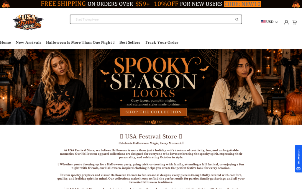 Usafestivestore.com EXPOSED - Fake Store or Real? Read First 1 Screenshot of Usafestivestore.com