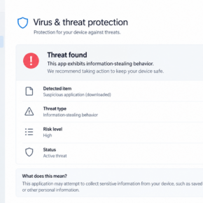 Illustrative Windows protection alert about information-stealing behavior