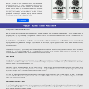 VapoCept Pro website showing supplement bottles and instant bioavailability claims