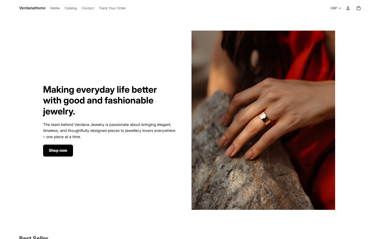 Verdana Home storefront presenting the business as a general fashion jewelry shop