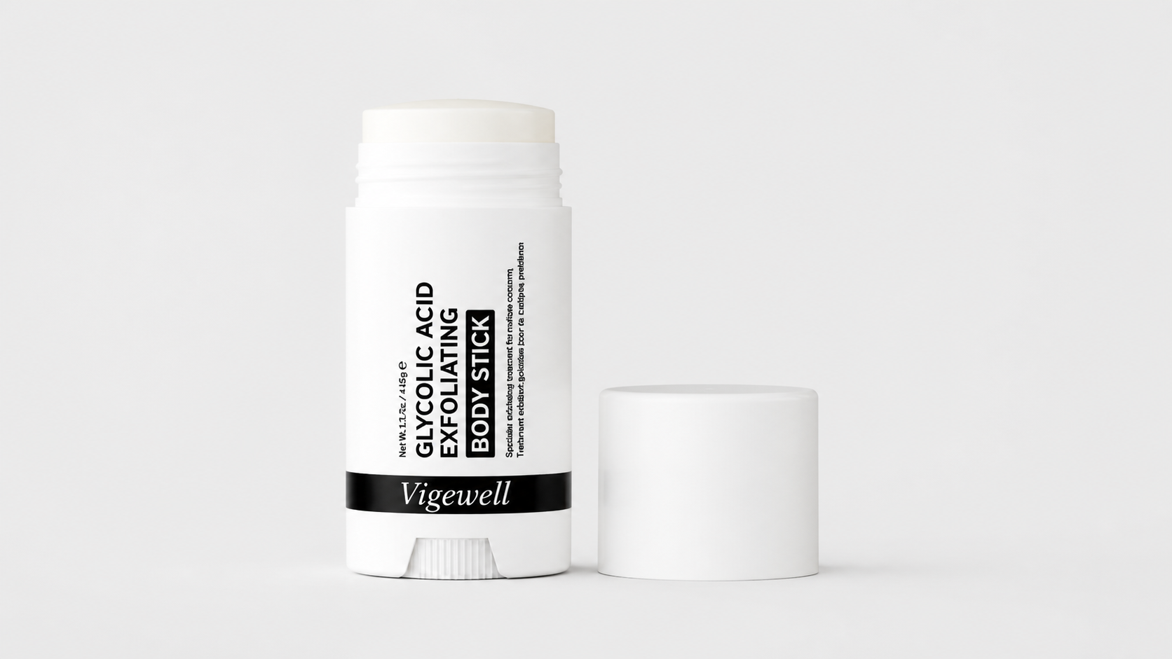 Vigewell Glycolic Body Stick sales page showing product claims and the 28-day refill option