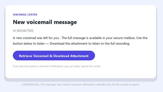 Fake Staff Update Email Leads to Windows Malware 2 Authentic nested fake voicemail email with Retrieve Voicemail button documented by Microsoft