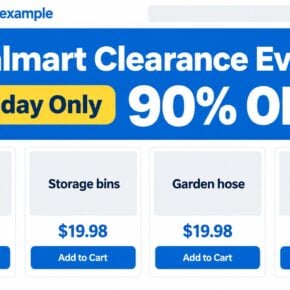 Reconstructed Walmart Goxox scam clearance page advertising 90% off prices