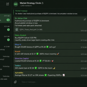 WhatsApp pump-and-dump scam shown through a fictional investment group chat