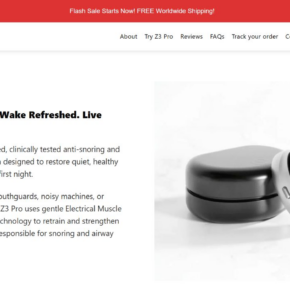 Z3 Pro sales page claiming instant snoring relief, sleep apnea treatment, and doctor approval