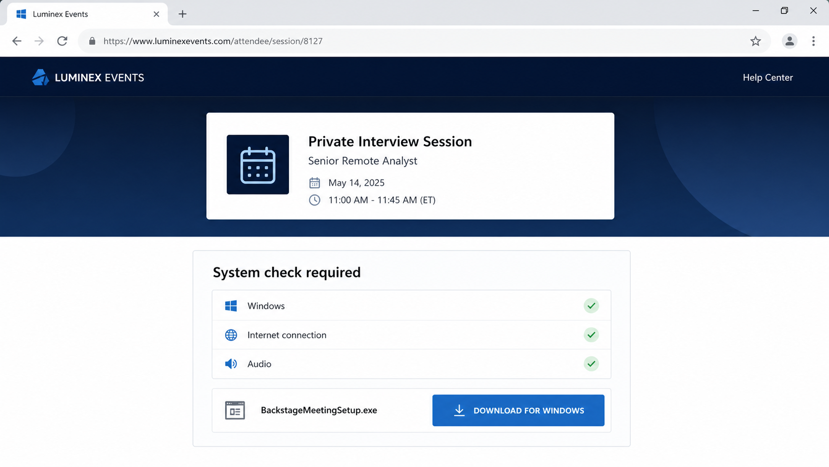 Professional verifying a Zoho Backstage event invitation with the real organizer