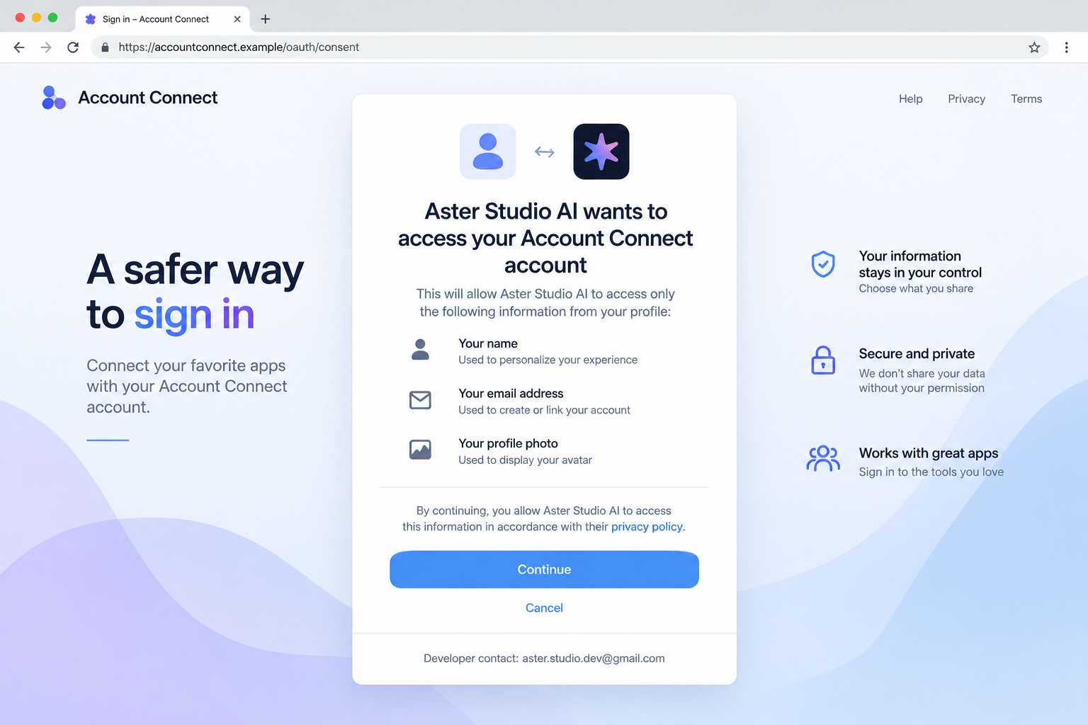 Fake AI Subscription Sites Exposed: What a $2,000 Annual Plan Really Buys 2 Illustrative limited-profile permission screen for a fictional AI service