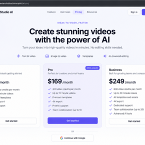Illustrative fictional AI service pricing page with expensive monthly plans