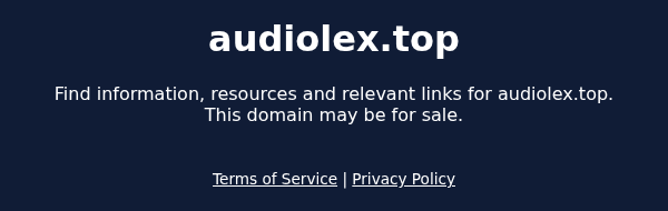 Current audiolex.top parked page saying the domain may be for sale