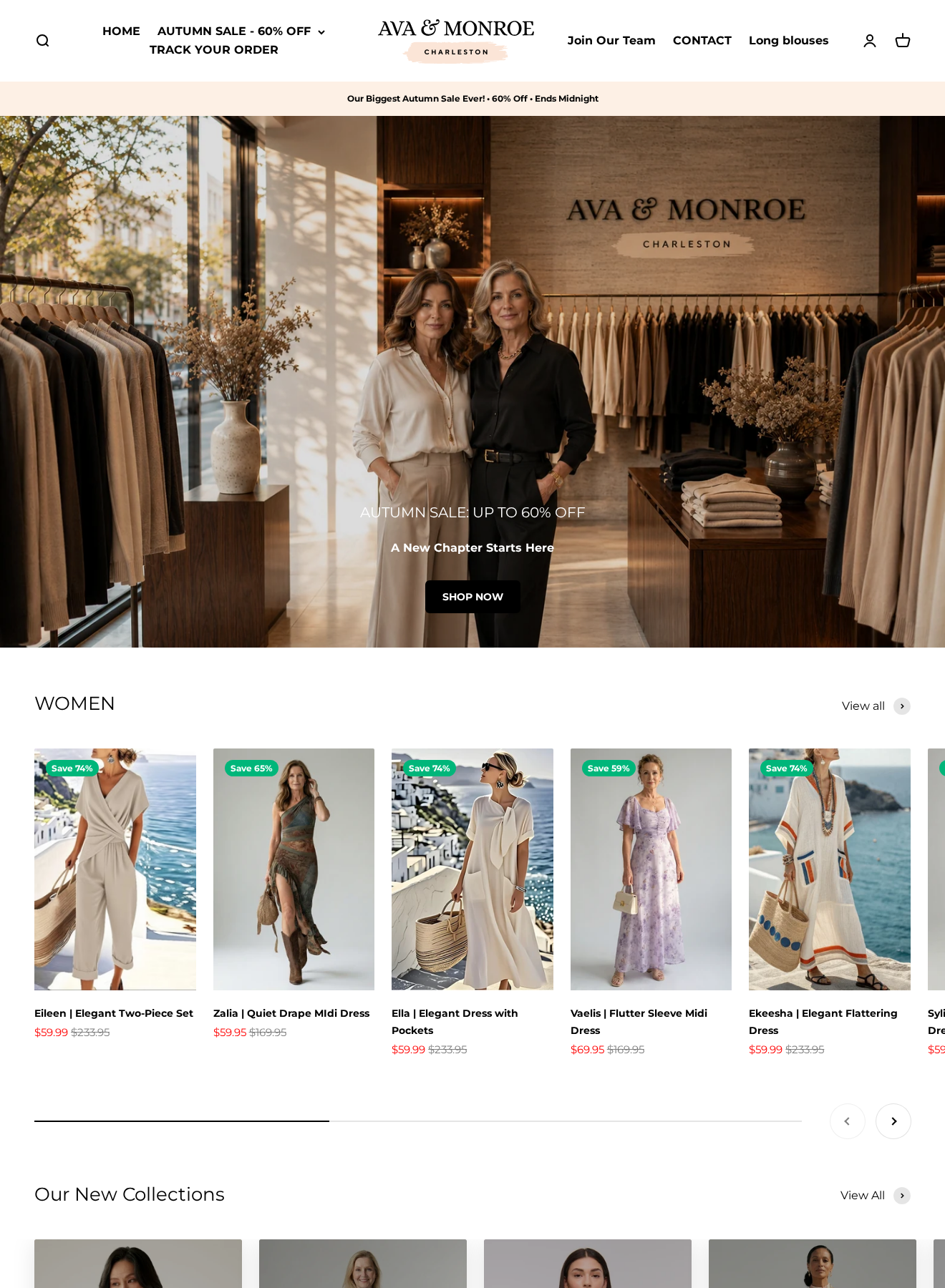 Ava & Monroe Exposed: Scam or Legit? The Refund Rules Buyers Should Read 1 Ava and Monroe Charleston-branded storefront image with an autumn sale banner and discounted clothing