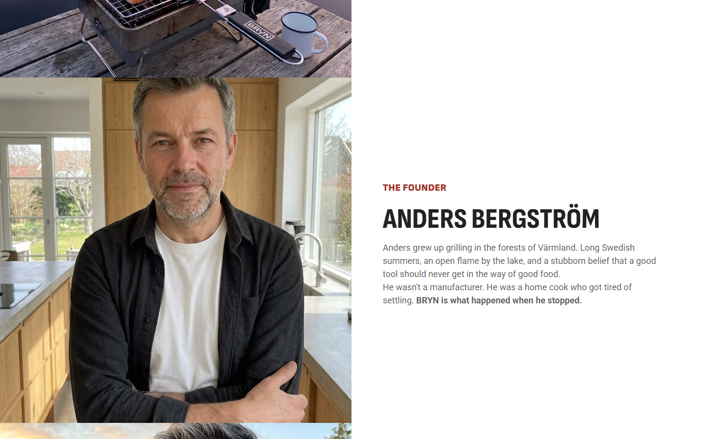 Bryngrill About page presenting its founder story and business identity