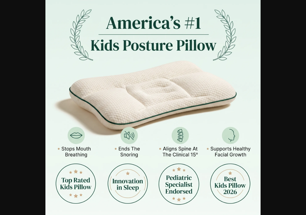 CalmNest Kids Pillow Review: Snoring and Jaw-Growth Claims Investigated 1 CalmNest product graphic claiming to stop mouth breathing and snoring and support facial growth