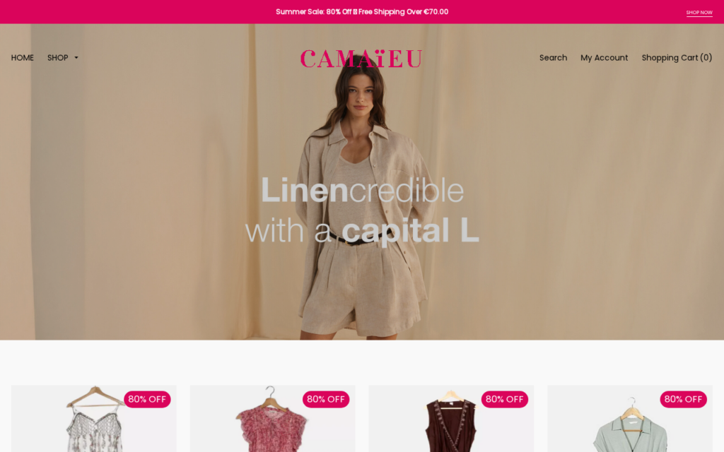 Screenshot of camaieuofficial.com