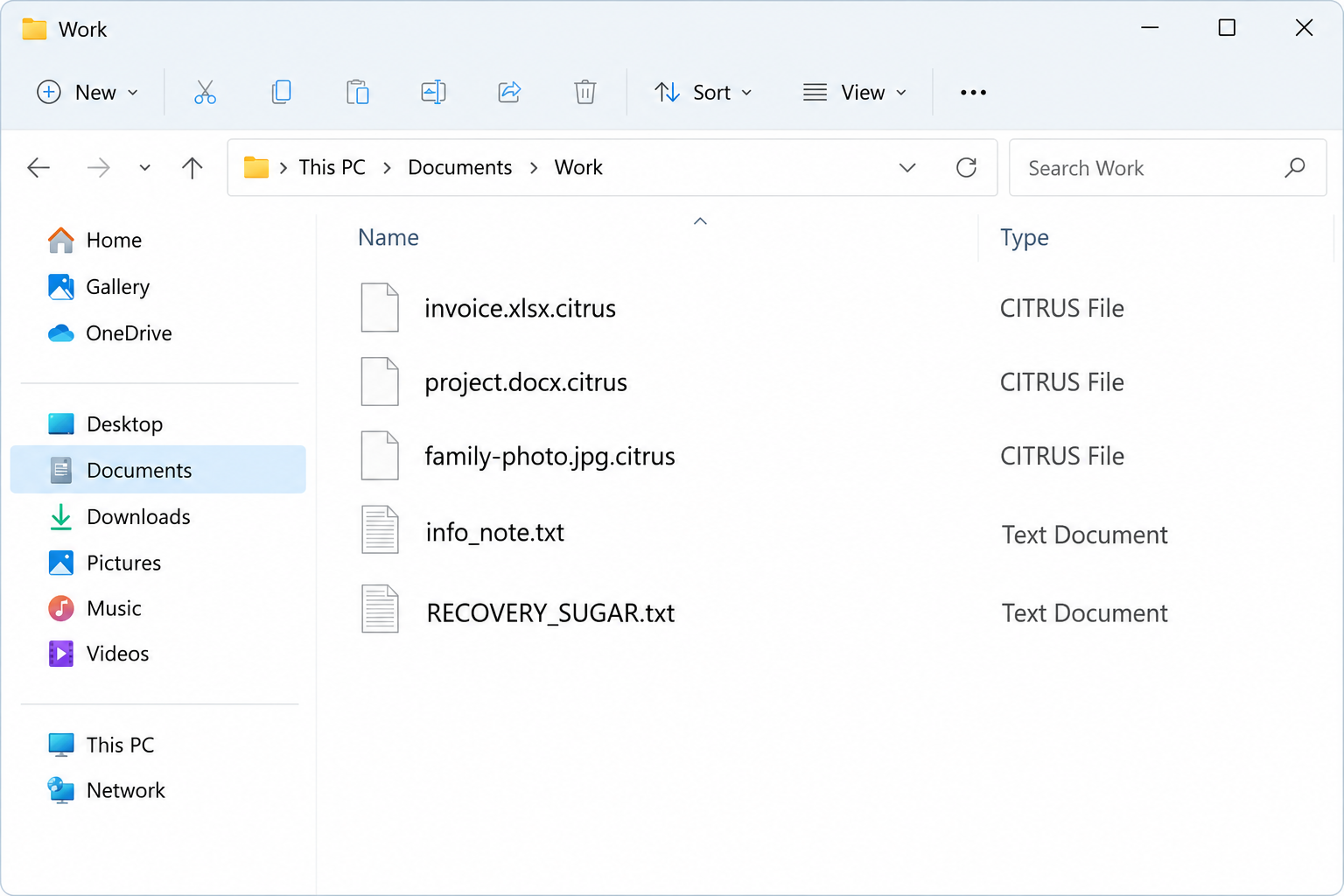 Illustrative Windows file list with .citrus filenames and Citrus ransom-note names