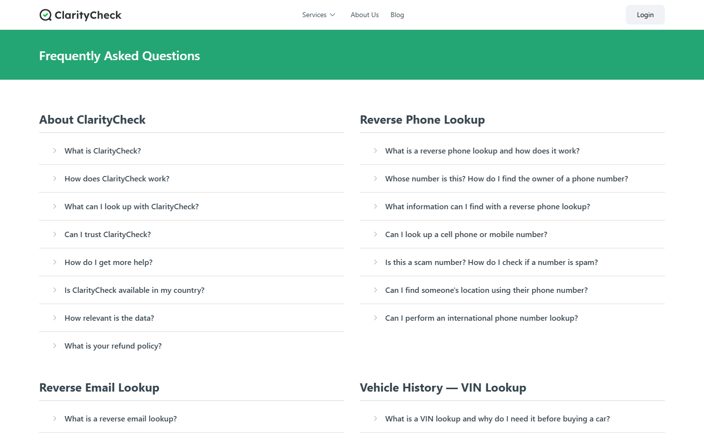 ClarityCheck Review: Reverse Lookup Trial, Renewal, and Refund Concerns 2 ClarityCheck help page explaining its lookup features and customer assistance