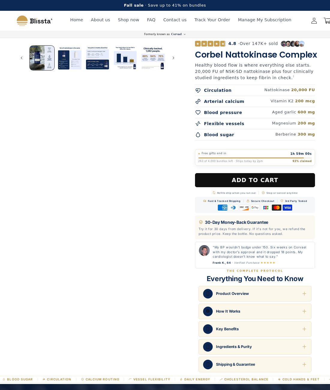 Corvael and Corbel EXPOSED: Nattokinase Claims, Refills and Refund Rules 1 Blissta Corbel nattokinase offer identifying its former Corvael name and promoting cardiovascular support