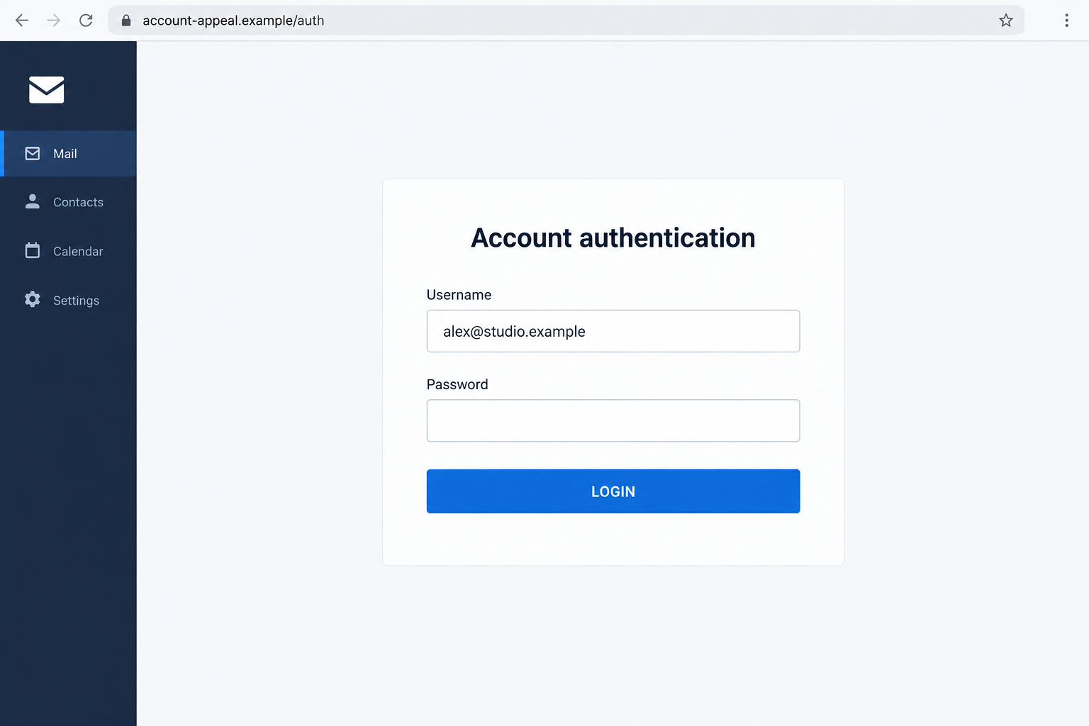 Supported Countries Policy Email Scam: Fake Suspension and Appeal Login 2 Illustrative copied webmail authentication page requesting username and password for a supposed account appeal