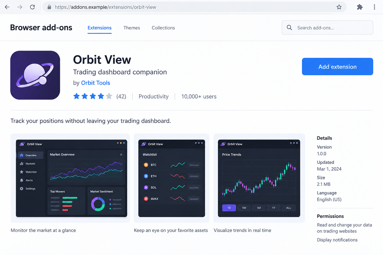Crypto Trading Extension Scam: Fake Trackers Steal Wallet and Session Data 1 Fictional browser add-on listing offering a crypto trading dashboard companion