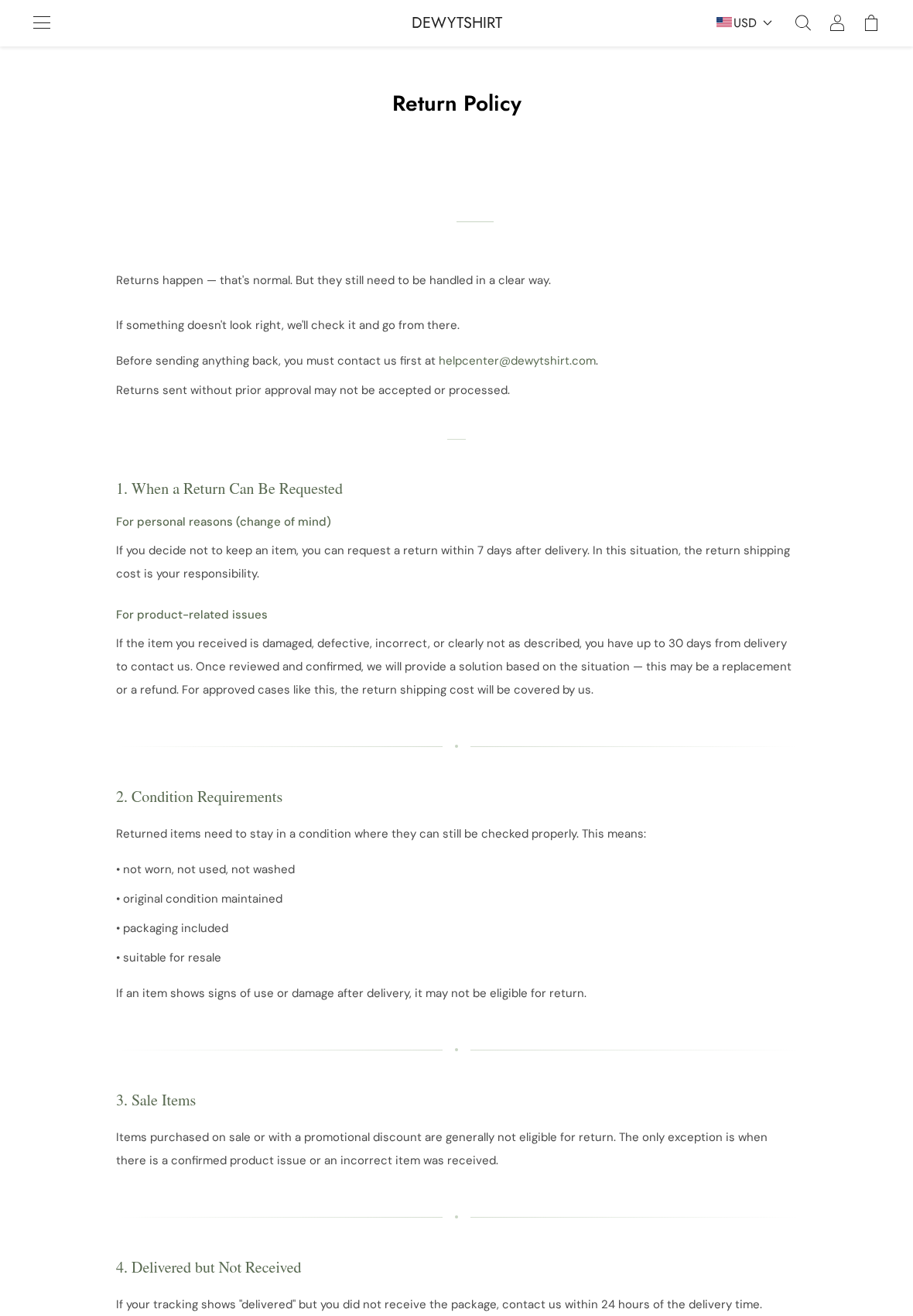 DewyTshirt Review: Sale Return Exclusions, Delivery Terms and Buyer Risks