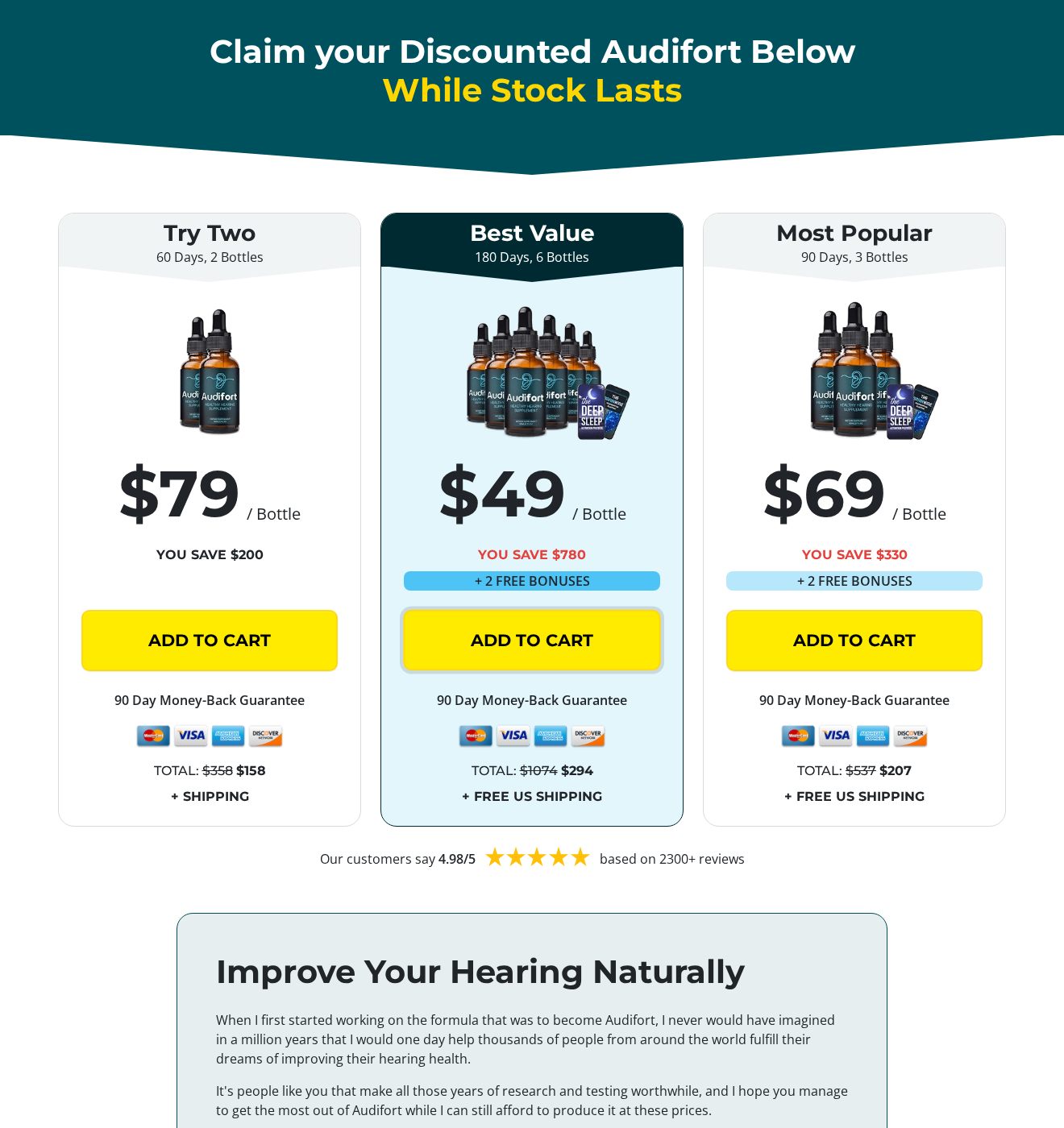 Audifort multi-bottle sales offer reached from the promoted tinnitus expert narrative