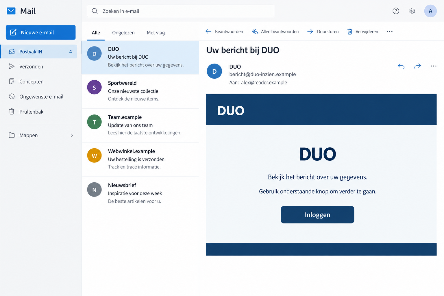 DUO Email Scam: Fake Student Finance Messages Send You to a False Login 1 Illustrative DUO impersonation email showing a login button and fictional sender address