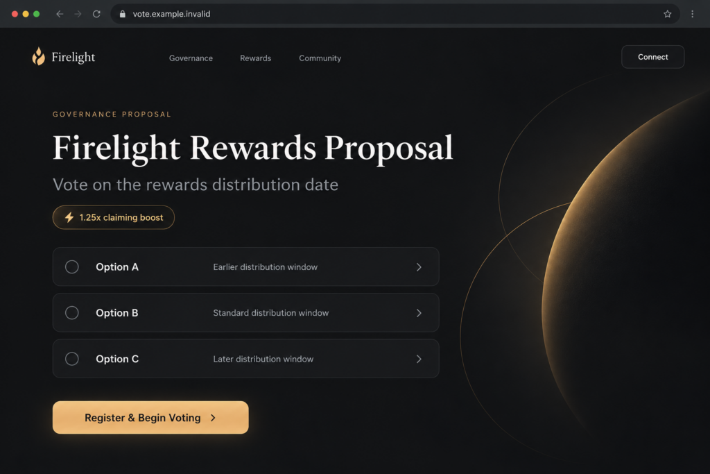 Fiyerlight Firelight Vote Rewards Scam: Fake 1.25x Bonus And Wallet Approval Warning