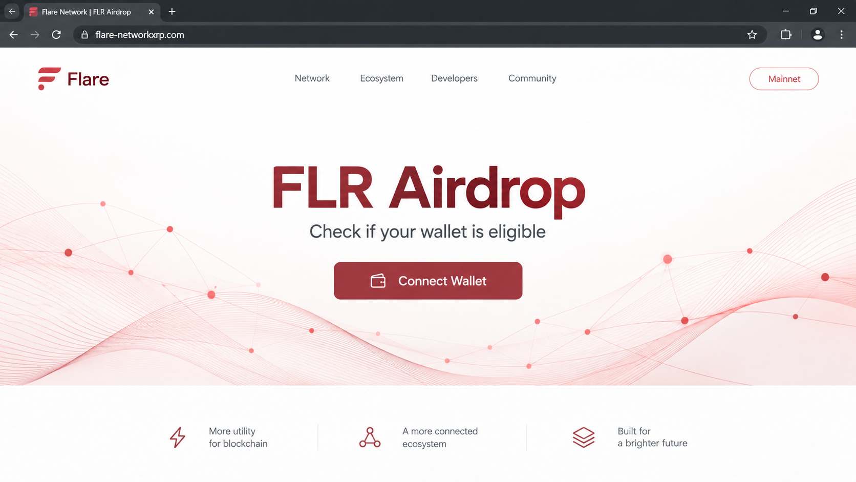 Illustrative reconstruction of an unofficial Flare FLR airdrop claim page
