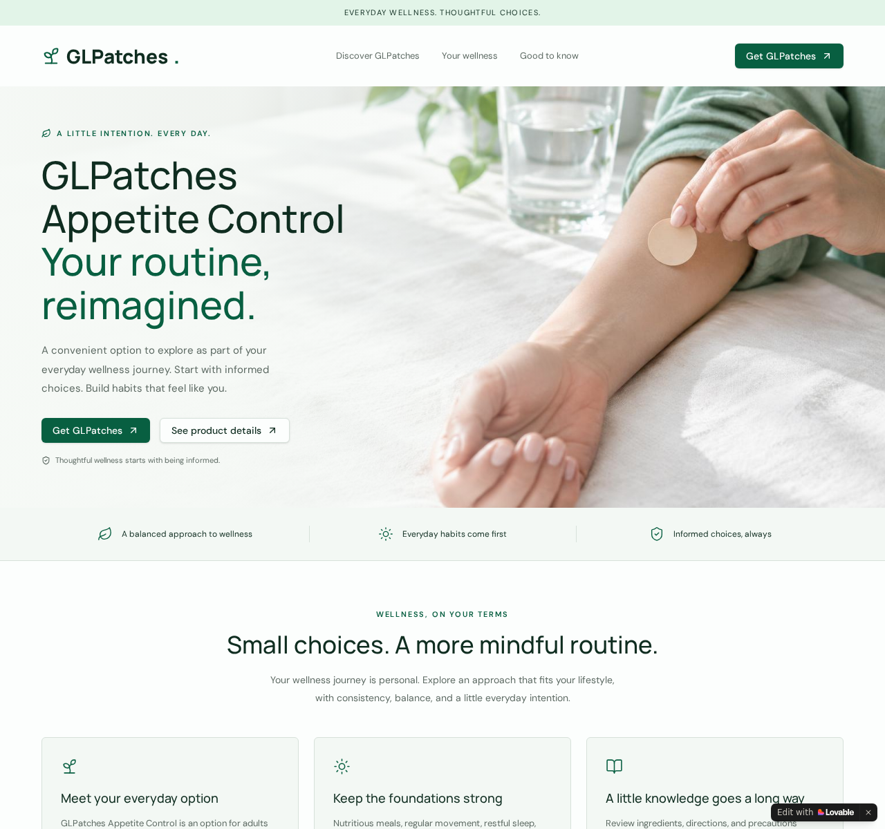 GLPatches Appetite Control EXPOSED: Medical Claims and a Refund Policy Trap 2 GLPatches Appetite Control wellness landing page with purchase buttons pointing to Store4Buyers