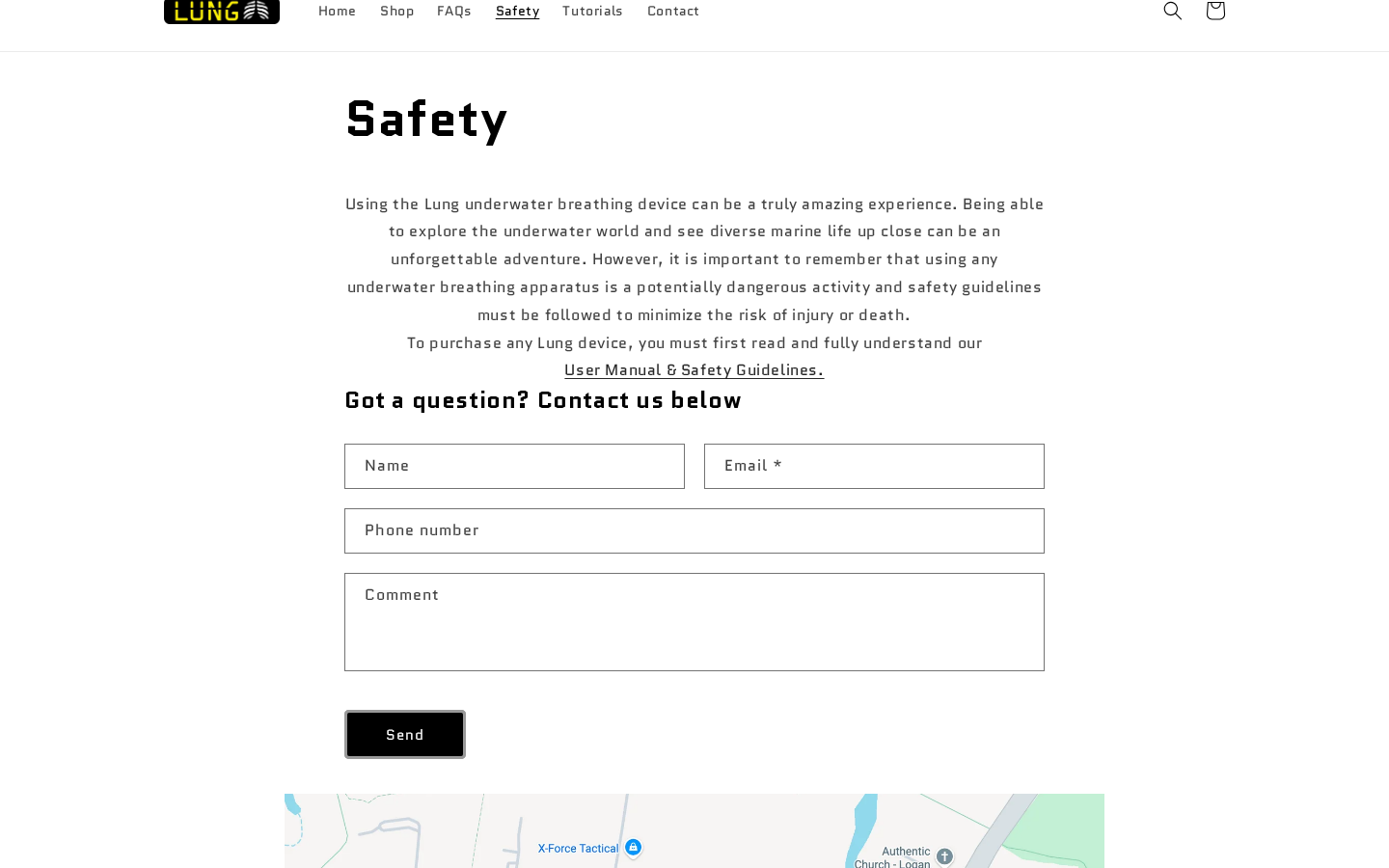 Lung Tank safety page warning about injury or death and linking its mandatory user manual