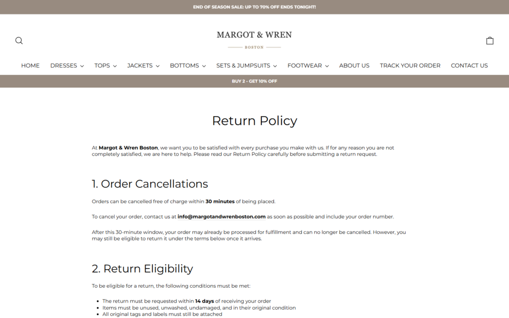 Margot & Wren Boston Review: Boutique Sale And Return Policy Conflicts