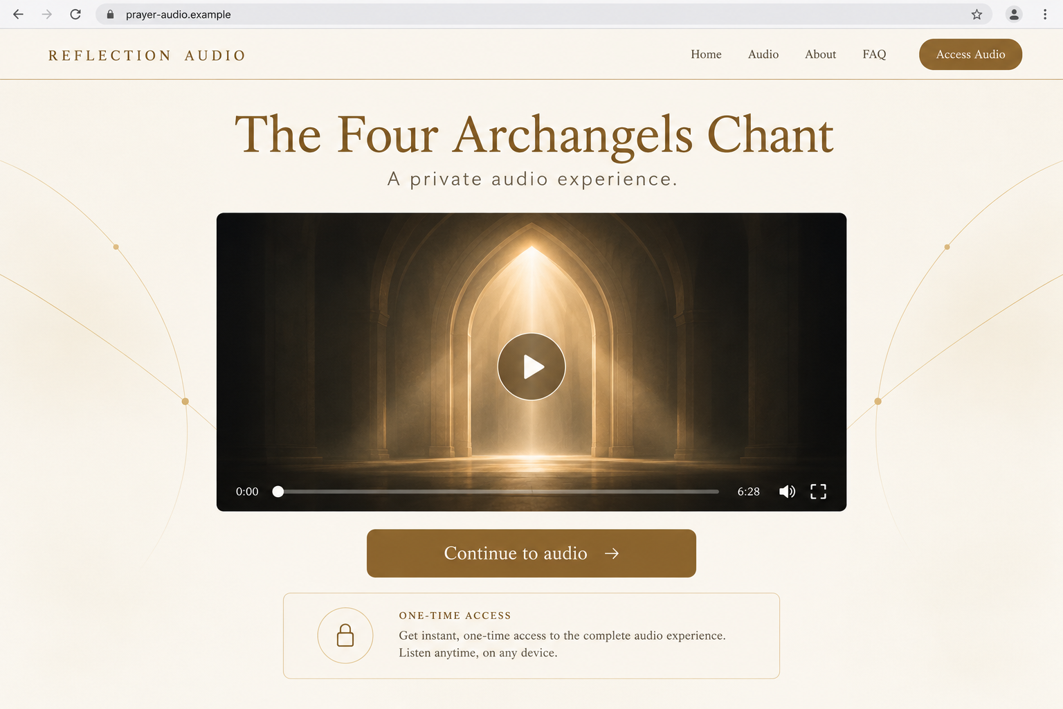 Mark Wahlberg Four Archangels Scam EXPOSED - Fake Endorsement Investigation 1 Fictional spiritual-audio sales interface illustrating a Four Archangels chant presentation