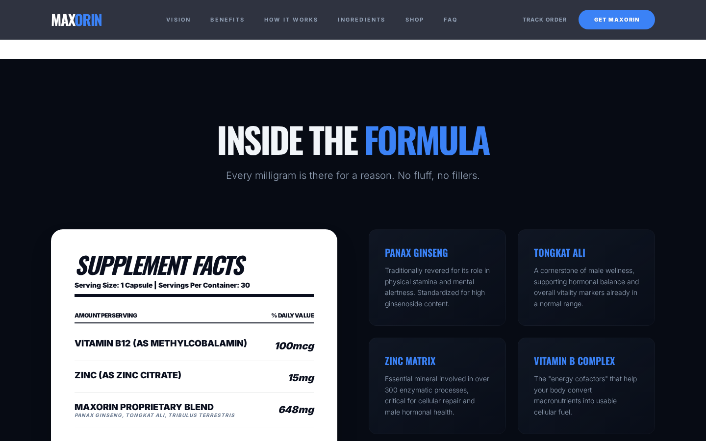 Maxorin Review: Missing Policies, Huge Bundles and Lab Claims Examined 1 Maxorin supplement facts panel and ingredient information