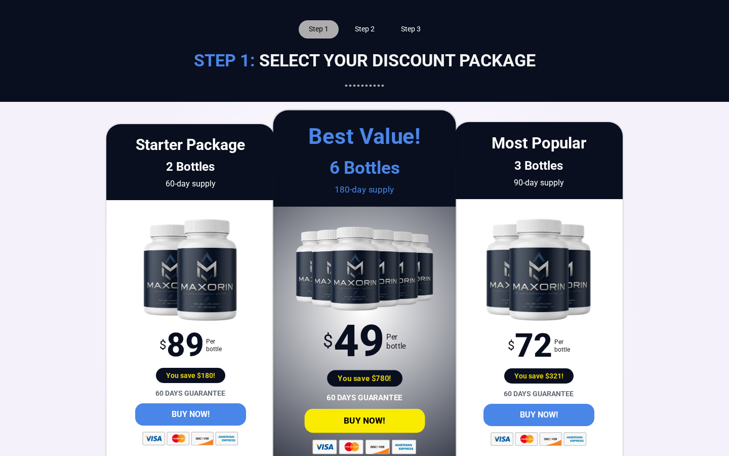 Maxorin Review: Missing Policies, Huge Bundles and Lab Claims Examined 2 Maxorin multi-bottle package options and advertised prices