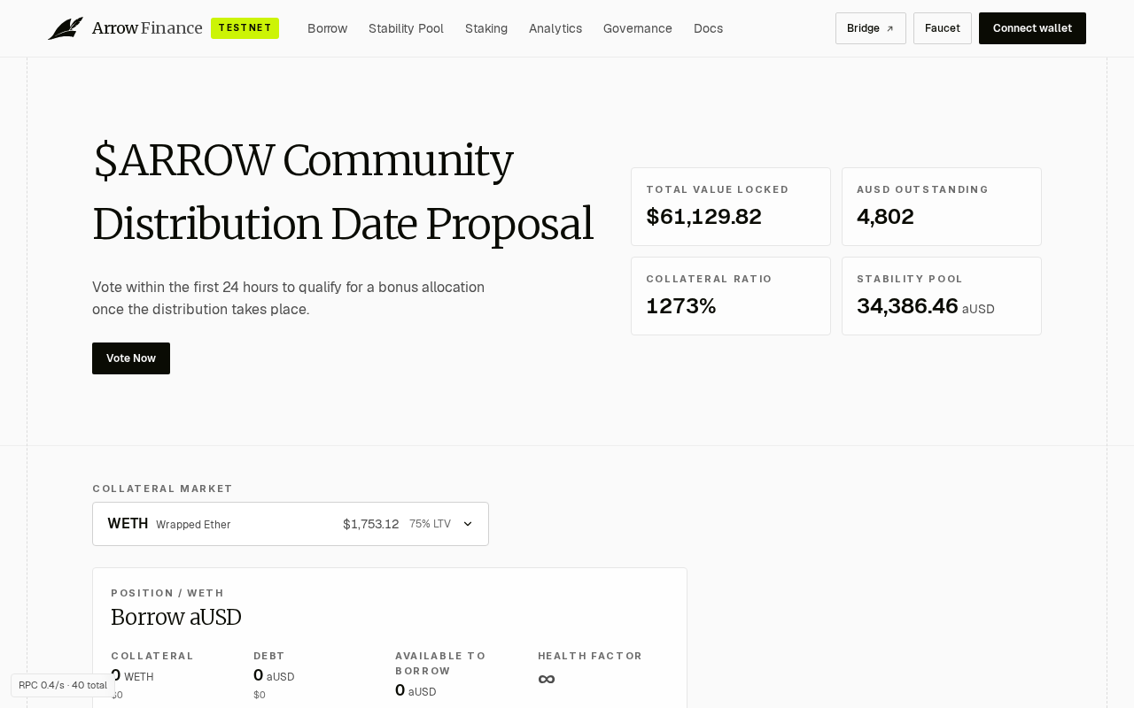 Arrow Finance Vote Rewards Scam: Fake $ARROW Proposal and Wallet Risks 1 Original capture of proposal-arrow.info displaying an Arrow Finance imitation and a 24-hour bonus voting claim