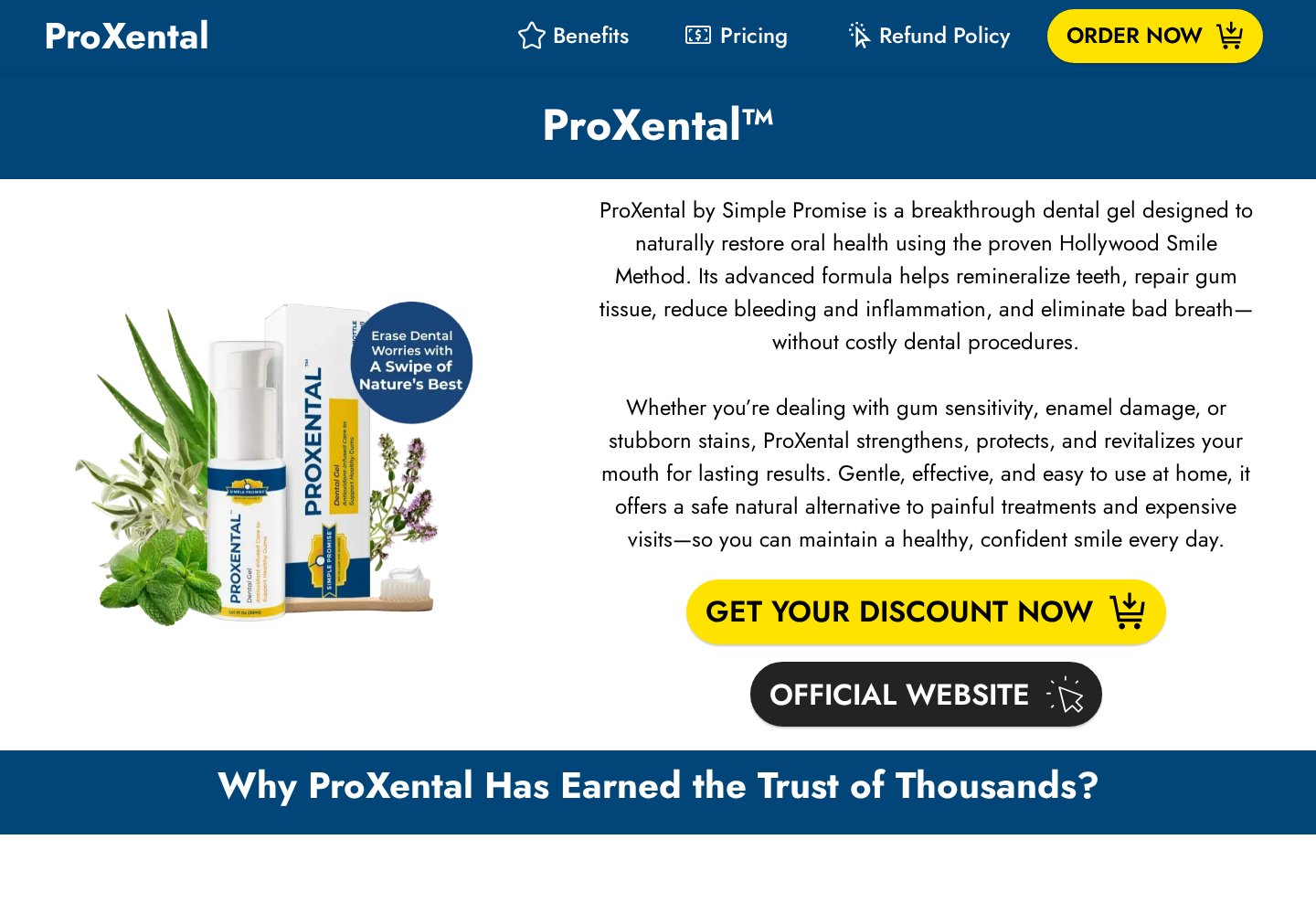 Separate proxxental.com promotion presenting ProXental as an alternative to costly dental procedures
