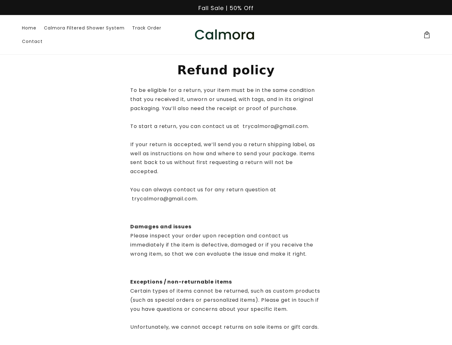 Calmora Shower System EXPOSED: Scam or Legit? Buyer Risk Investigation 2 Calmora refund policy requiring unused condition despite the advertised risk-free shower trial