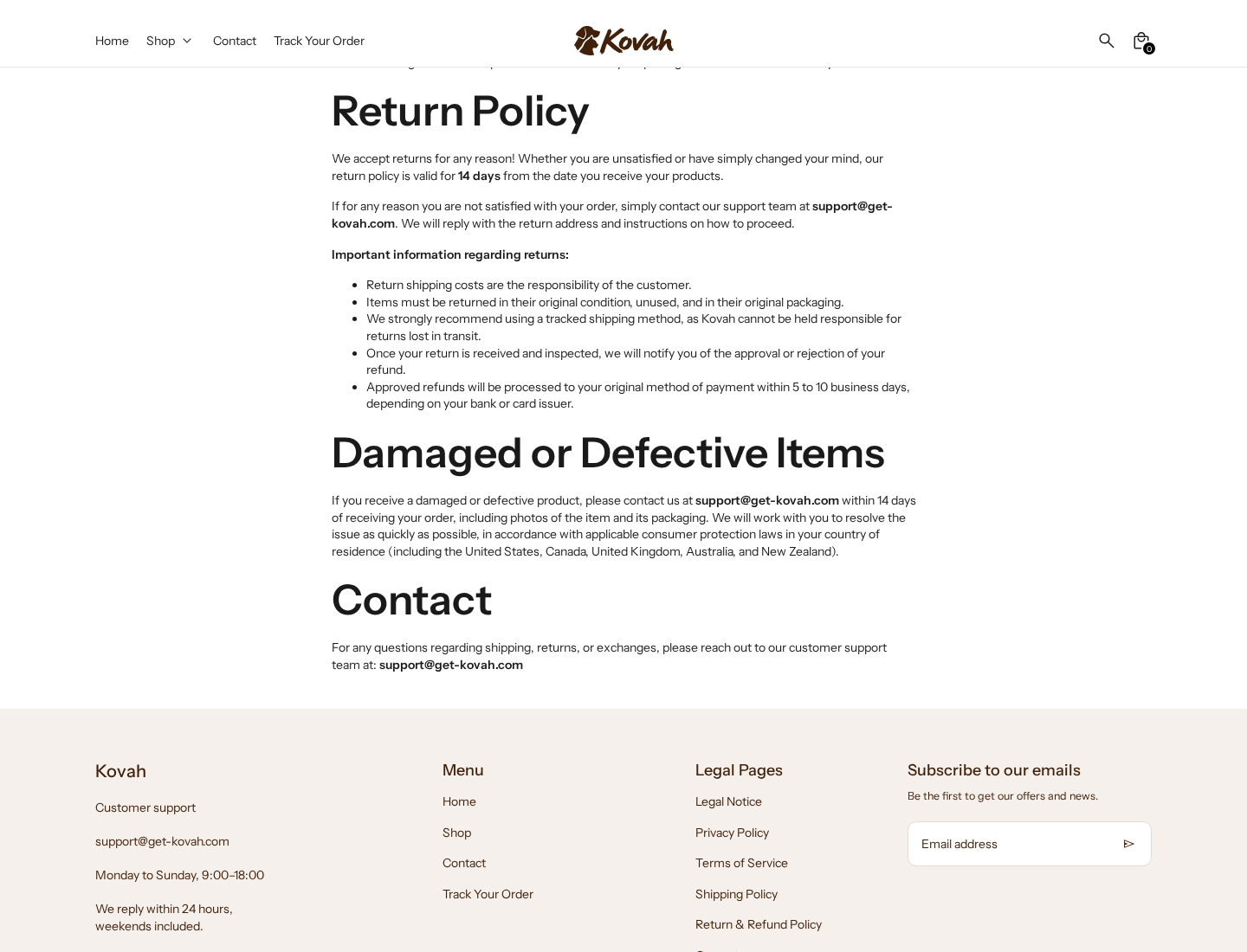 Kovah Cooling Mat EXPOSED: Scam or Legit? Cooling and Refund Investigation 3 Kovah formal return policy specifying 14 days, unused condition, original packaging, and customer-paid return postage