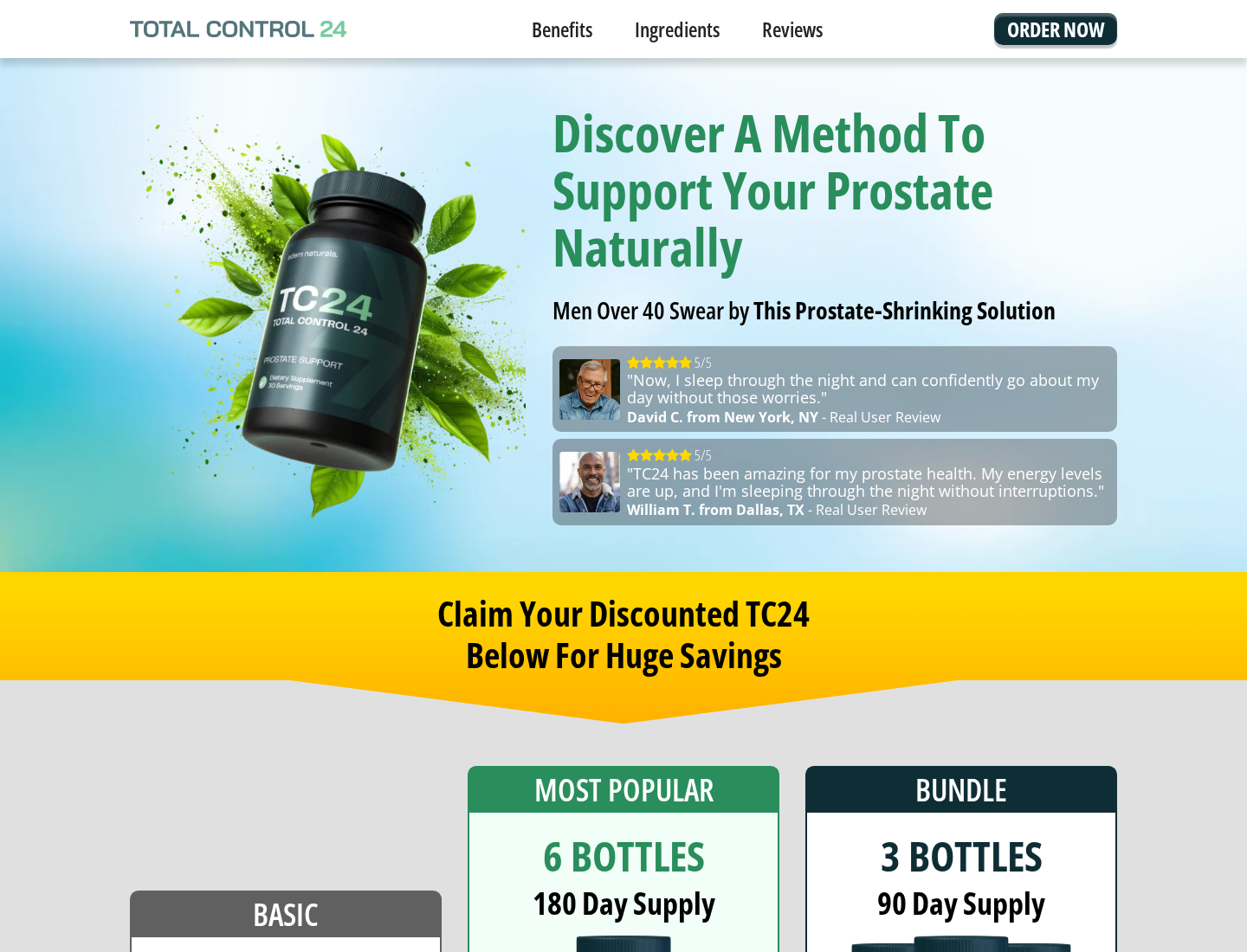 Total Control 24 EXPOSED: Scam or Legit? Prostate Claims Investigation 1 Total Control 24 actual vendor page advertising a prostate-shrinking solution and bottle packages