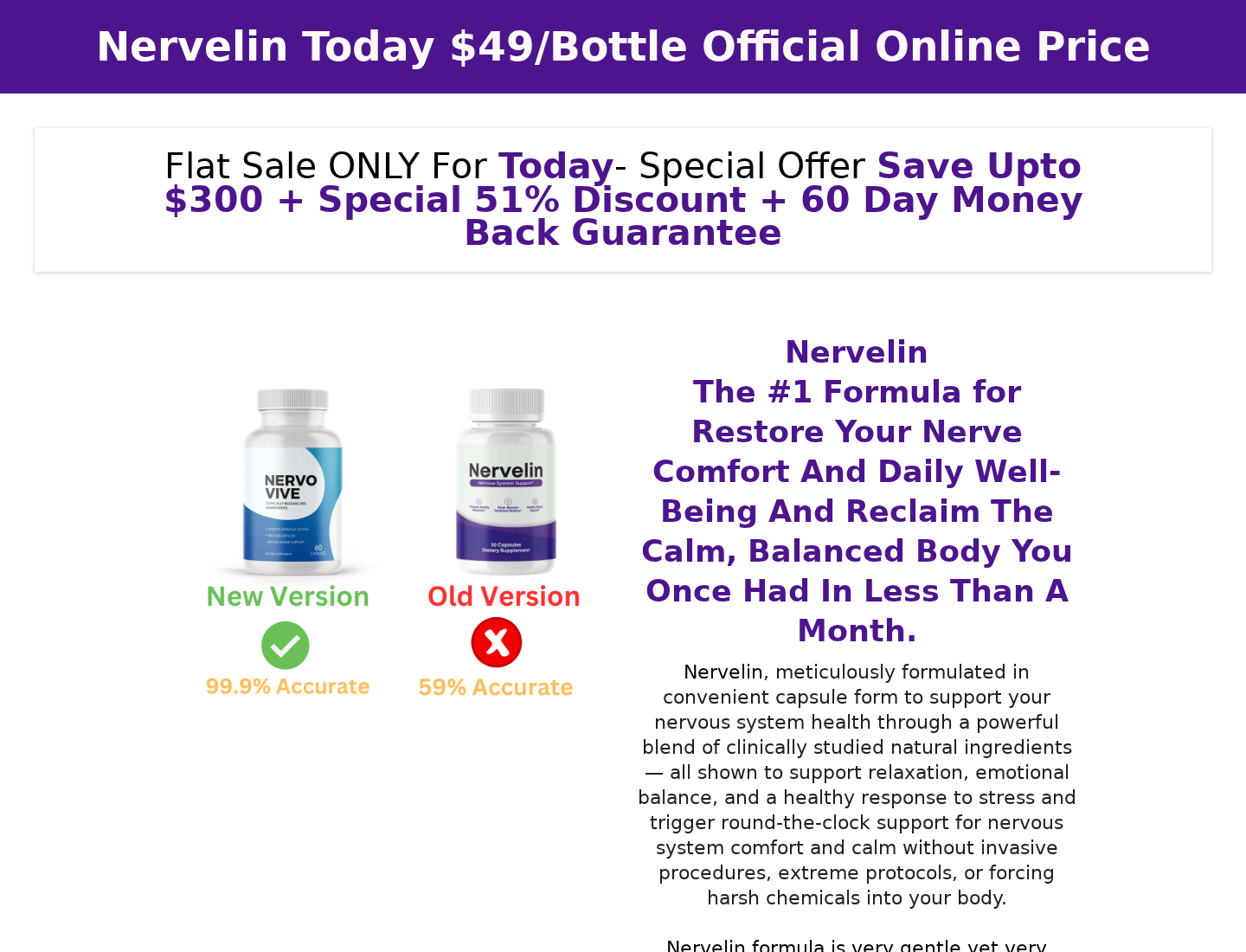 Nervelin EXPOSED: Scam or Legit? Formula and Order Route Investigation 1 Nervelin promotion displaying Nervovive as a new version beside the older Nervelin bottle and unexplained accuracy figures