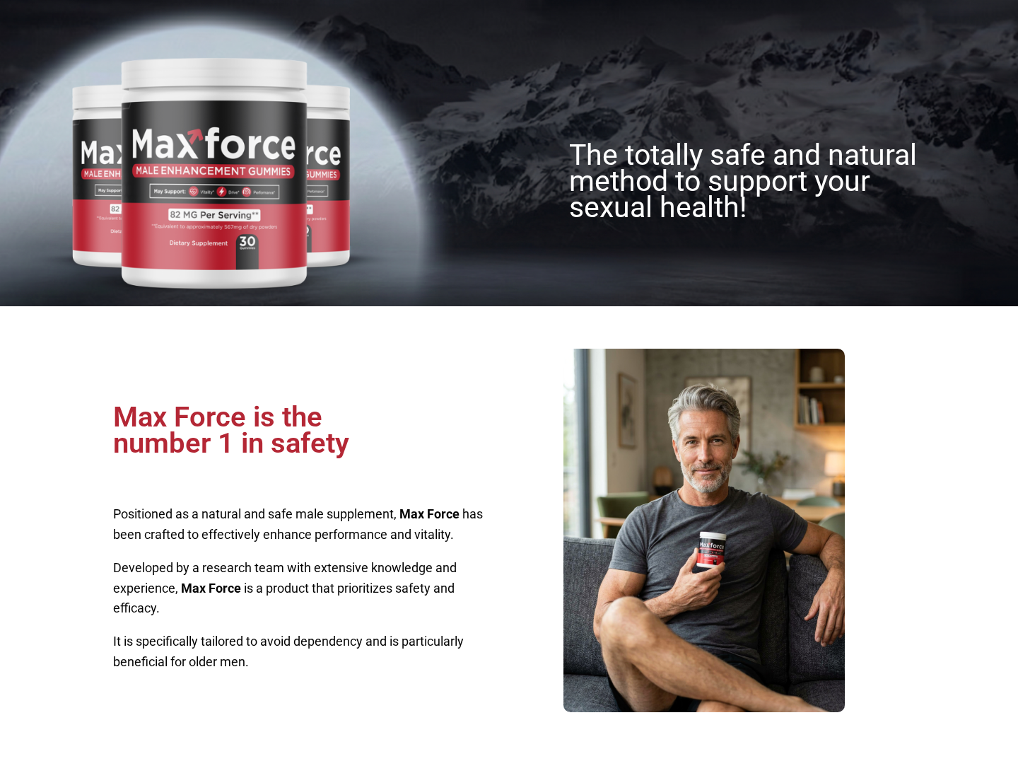Maxforce seller page advertising its male supplement as totally safe and number one in safety