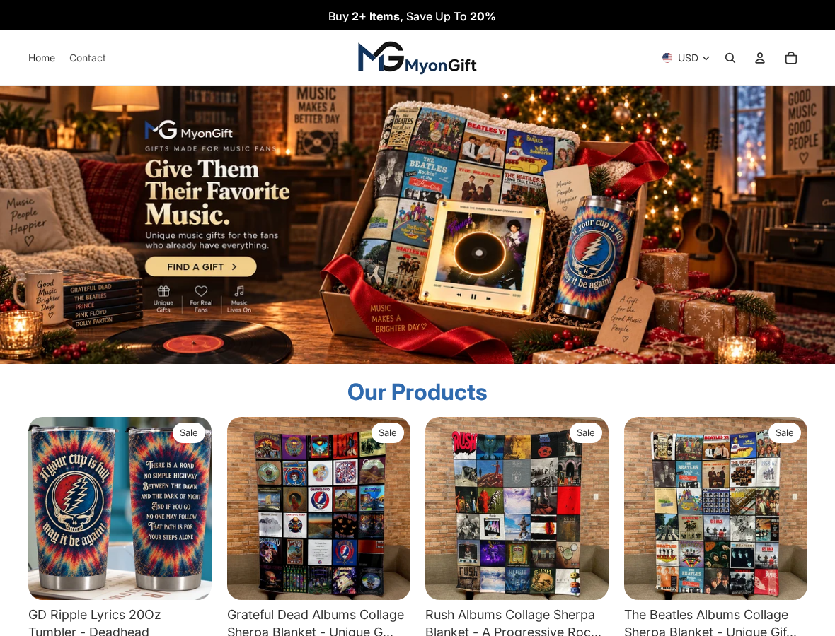 MyonGift Review: Two-Hour Cancellations, Gift Delivery and Return Risks 1 MyonGift storefront promoting music-themed blankets and gifts with a multi-item discount