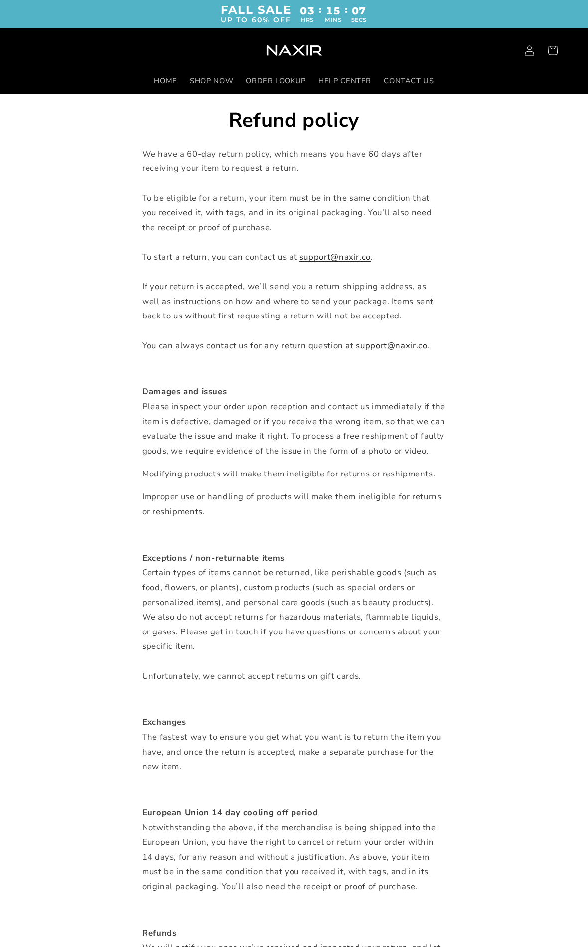 Naxir FootRevive Review: Nerve Repair Claims, Doctor Pitch and Trial Risks 2 Naxir refund policy explaining its 60 day request period, original-condition rules, and return authorization
