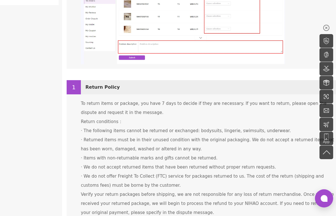 NihaoJewelry Review: 30-Day Refund Claim Meets a 7-Day Return Deadline 2 NihaoJewelry return policy stating a 7-day request window and buyer-paid return shipping
